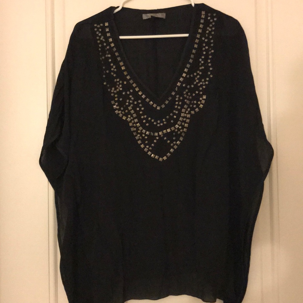 Black dress with bronze embroidery